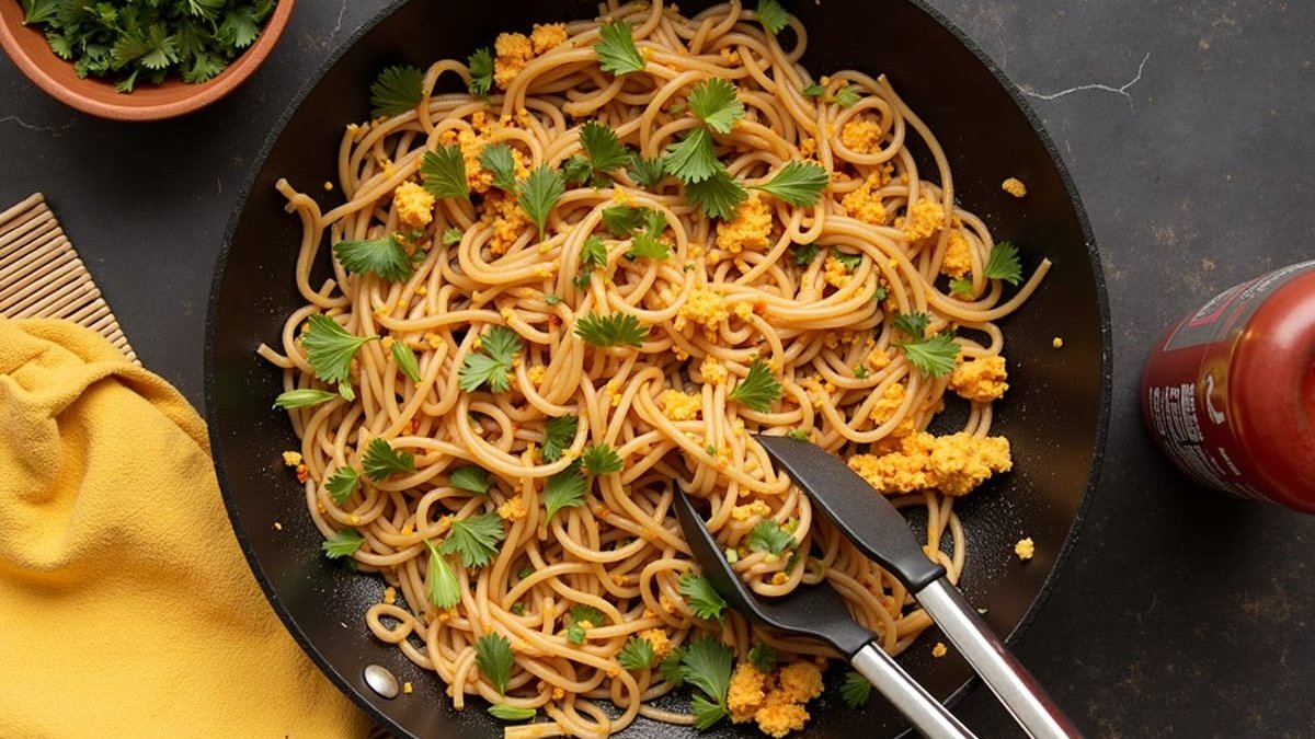Quick Spicy Sriracha Egg Noodles
