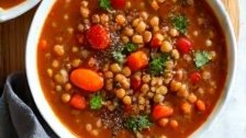 Hearty Lentil and Tomato Soup with Greens