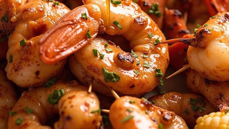 Grilled Garlic Butter Prawn Skewers with Charred Corn