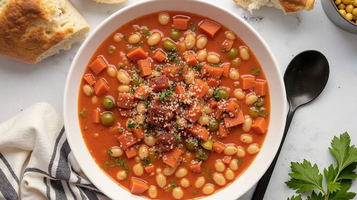 Hearty Vegetarian Pasta e Fagioli Soup