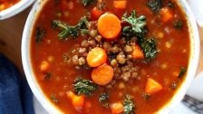 Lemony Mediterranean Lentil Soup with Greens