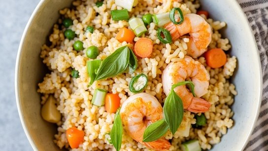 Low-Carb Cauliflower Fried Rice with Garlic Shrimp